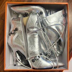 silver heel boots